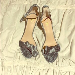 Light blue velvet heels